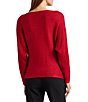 Color:Red - Image 2 - Metallic Long Sleeve Boat Neck Sweater