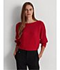 Color:Red - Image 4 - Metallic Long Sleeve Boat Neck Sweater