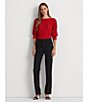 Color:Red - Image 5 - Metallic Long Sleeve Boat Neck Sweater