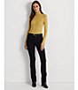 Color:Gold - Image 4 - Metallic Ribbed Knit Long Sleeve Turtleneck Sweater
