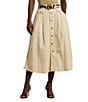 Lauren Ralph Lauren Micro-Sanded Twill Button Front Midi Skirt, Color:Ivory Beige - Image 1