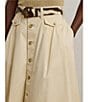 Lauren Ralph Lauren Micro-Sanded Twill Button Front Midi Skirt, Color:Ivory Beige - Image 4