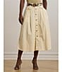 Lauren Ralph Lauren Micro-Sanded Twill Button Front Midi Skirt, Color:Ivory Beige - Image 6