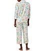 Color:Multi Floral - Image 2 - Multi Floral Print 3/4 Sleeve Notch Collar Woven Pajama Set