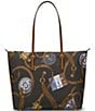 Lauren Ralph Lauren Nylon Medium Keaton Tote Bag, Color:Dark Green Multi - Image 1