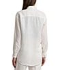 Color:White - Image 2 - Oversized Floral Eyelet Linen Shirt