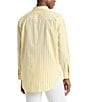 Color:Primrose Yellow/White - Image 2 - Oversized Stripe Embroidered RLL Chest Point Collar Long Sleeve Button Down Shirt