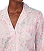 Color:Pink Print - Image 3 - Paisley Print 3/4 Sleeve Notch Collar Woven Pajama Set