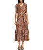 Lauren Ralph Lauren Paisley Print Belted Crinkle Georgette Dress, Color:Cream Multi - Image 1