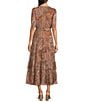Lauren Ralph Lauren Paisley Print Belted Crinkle Georgette Dress, Color:Cream Multi - Image 2