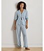 Lauren Ralph Lauren Paisley Print Border Print 3/4 Sleeve Notch Collar Knit Long Pajama Set, Color:Blue Paisley - Image 4