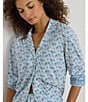 Lauren Ralph Lauren Paisley Print Border Print 3/4 Sleeve Notch Collar Knit Long Pajama Set, Color:Blue Paisley - Image 5
