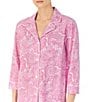 Color:Pink Paisley - Image 3 - Paisley Print Jersey Knit Notch Collar 3/4 Sleeve Embroidered Pocket Capri Pajama Set