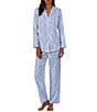 Color:Blue Paisley - Image 1 - Paisley Print Long Sleeve Notch Collar Woven Pajama Set