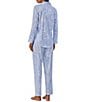 Color:Blue Paisley - Image 2 - Paisley Print Long Sleeve Notch Collar Woven Pajama Set