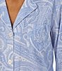 Color:Blue Paisley - Image 3 - Paisley Print Long Sleeve Notch Collar Woven Pajama Set