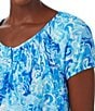 Color:Blue Paisley - Image 3 - Paisley Print Short Sleeve V-Neck Nightgown
