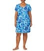 Color:Blue Paisley - Image 1 - Paisley Print Short Sleeve V-Neck Nightgown