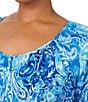 Color:Blue Paisley - Image 3 - Paisley Print Short Sleeve V-Neck Nightgown