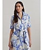 Lauren Ralph Lauren Paisley Tie-Front Linen Fit & Flare Midi Shirt Dress, Color:White/Blue - Image 5