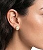 Lauren Ralph Lauren Pearl Bezel Stud Earrings - Image 2