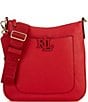 Lauren Ralph Lauren Pebbled Leather Large Cameryn Crossbody Bag, Color:Bright Red - Image 1