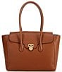 Lauren Ralph Lauren Tanner Pebbled Leather Large Satchel Bag, Color:Lauren Tan - Image 1