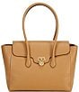 Lauren Ralph Lauren Tanner Pebbled Leather Large Satchel Bag, Color:Buff - Image 1