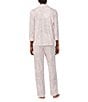 Color:Blush/Print - Image 2 - Petite Size 3/4 Sleeve Notch Collar Long Pant Knit Paisley Pajama Set