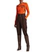 Color:Harvest Orange - Image 3 - Petite Size Belting Motif Cotton Blend Long Sleeve Sweater