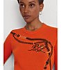 Color:Harvest Orange - Image 4 - Petite Size Belting Motif Cotton Blend Long Sleeve Sweater