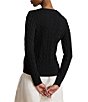 Lauren Ralph Lauren Petite Size Button-Trim Cable-Knit Crew Neck Long Sleeve Sweater - Image 2