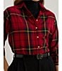 Lauren Ralph Lauren Petite Size Checked Plaid Point Collar Long Sleeve Button-Front Shirt - Image 4