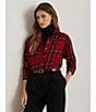Lauren Ralph Lauren Petite Size Checked Plaid Point Collar Long Sleeve Button-Front Shirt - Image 5