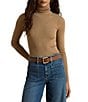 Lauren Ralph Lauren Petite Size Cotton-Blend Ribbed Turtle Neck Long Sleeve Top - Image 1