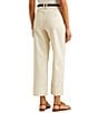 Color:Mascarpone Cream - Image 2 - Petite Size Double Faced Stretch Cotton High Rise Wide Leg Pleat Front Roll Cuff Crop Pants