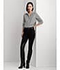 Lauren Ralph Lauren Petite Size Easy Care Point Collar Shirttail Hem Long Cuff Sleeve Shirt, Color:Black/White - Image 6