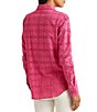 Color:Nouveau Bright Pink - Image 2 - Petite Size Eyelet Cotton Point Collar Long Sleeve Button Front Shirt