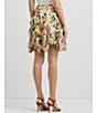 Color:Cream Blue Multi - Image 4 - Petite Size Floral Ruffle Trim Crinkle Georgette A-Line Skirt