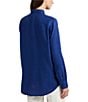 Color:Indigo Sail - Image 2 - Petite Size Karrie Linen Roll-Tab Sleeve Point Collared Button Down Shirt