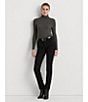 Lauren Ralph Lauren Petite Size Mid Rise Straight Leg Jeans, Color:Black - Image 4