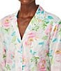 Color:Multi Floral - Image 3 - Petite Size Multi Floral Print 3/4 Sleeve Notch Collar Woven Pajama Set