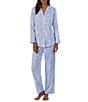 Color:Blue Paisley - Image 1 - Petite Size Paisley Print Long Sleeve Notch Collar Pajama Set