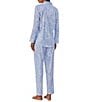 Color:Blue Paisley - Image 2 - Petite Size Paisley Print Long Sleeve Notch Collar Pajama Set