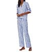 Color:Blue Paisley - Image 3 - Petite Size Paisley Print Long Sleeve Notch Collar Pajama Set