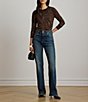 Lauren Ralph Lauren Petite Size Paisley Stretch Jersey Spread Collar Long Sleeve Button Front Placket Shirt - Image 3