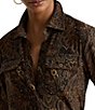 Lauren Ralph Lauren Petite Size Paisley Stretch Jersey Spread Collar Long Sleeve Button Front Placket Shirt - Image 4