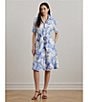 Lauren Ralph Lauren Petite Size Paisley Tie-Front Linen Shirtdress, Color:White/Blue - Image 4