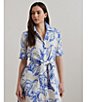 Lauren Ralph Lauren Petite Size Paisley Tie-Front Linen Shirtdress, Color:White/Blue - Image 6