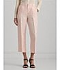 Color:Pink Opal - Image 4 - Petite Size Pleated Linen-Blend Twill Cropped Wide Leg Pants
